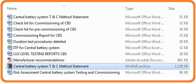 Central battery system T & C Method Statement