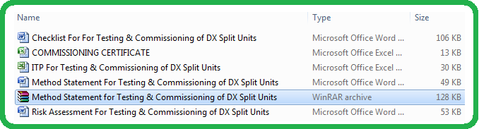 Method Statement For Testing & Commissioning of DX Split Units