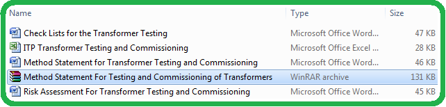 Method Statement For Testing and Commissioning of Transformers