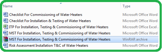 MST For Installation, Testing & Commissioning of Water Heaters