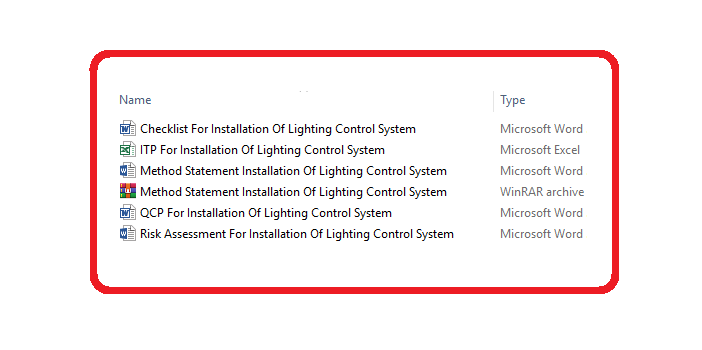 Method Statement for Installation Of Lighting Control System LCS