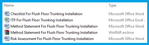 Method Statement For Flush Floor Trunking Installation