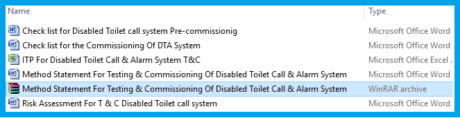 Method Statement For Testing & Commissioning Of Disabled Toilet Call & Alarm System