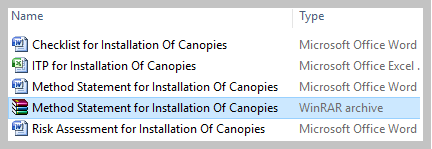 Method Statement for Installation Of Canopies