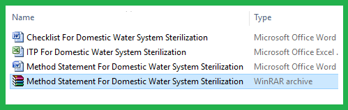 Method Statement For Domestic Water System Sterilization