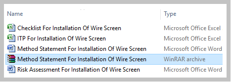 Method Statement For Installation Of Wire Screen