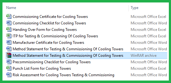 Method Statement for Testing & Commissioning Of Cooling Towers