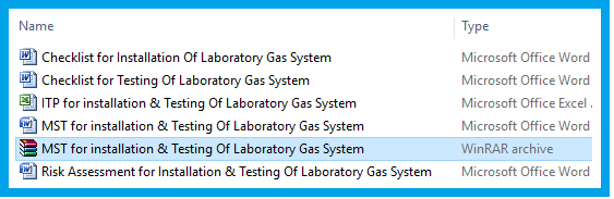 MST for installation & Testing Of Laboratory Gas System