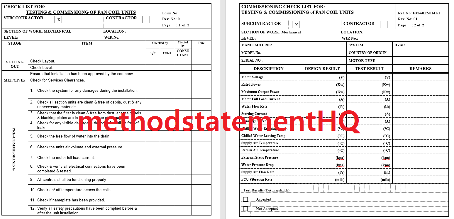 split unit ac testing and commissioning report