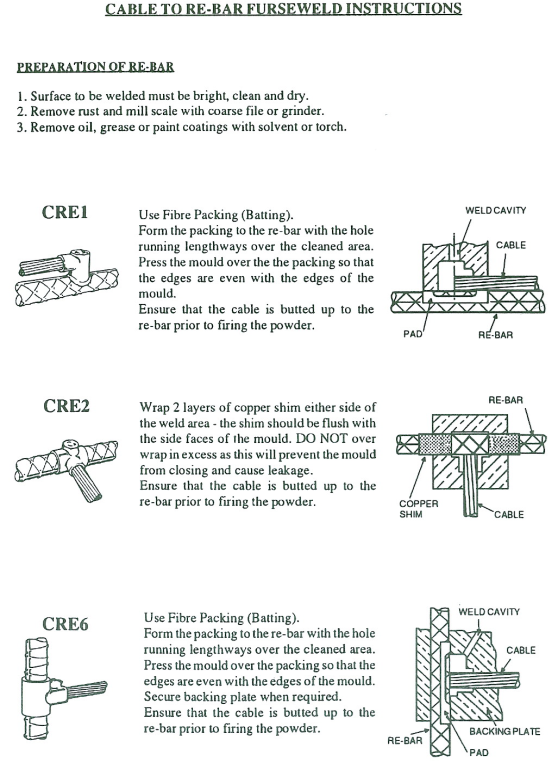 cable to rebar furse weld instructions