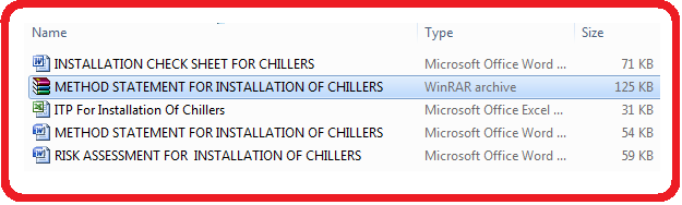 METHOD STATEMENT FOR INSTALLATION OF CHILLERS