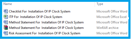 Method Statement For Installation Of IP Clock System