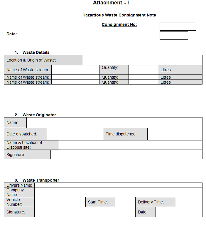 Hazardous Waste Consignment Note